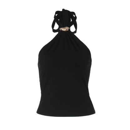 Halter self tie backless solid top  | Festival Outfits Women