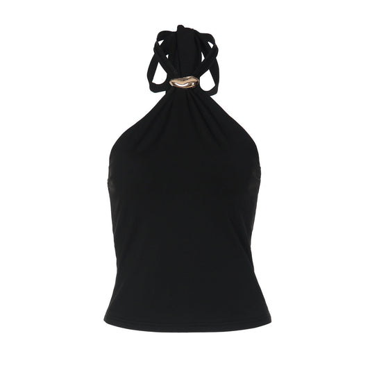 Halter self tie backless solid top  | Festival Outfits Women