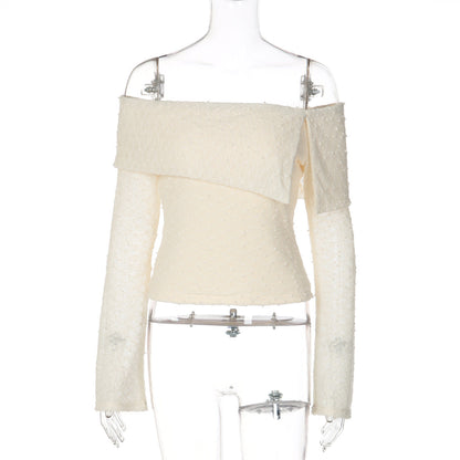 Off shoulder long sleeve irregular backless top  | Festival Outfits Women