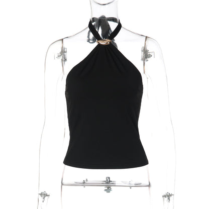 Halter self tie backless solid top  | Festival Outfits Women