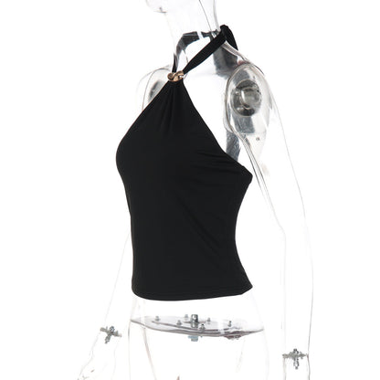 Halter self tie backless solid top  | Festival Outfits Women