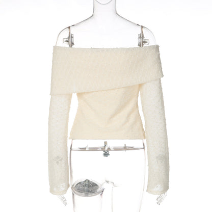 Off shoulder long sleeve irregular backless top  | Festival Outfits Women
