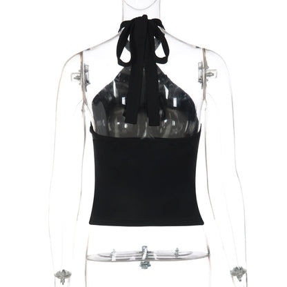 Halter self tie backless solid top  | Festival Outfits Women