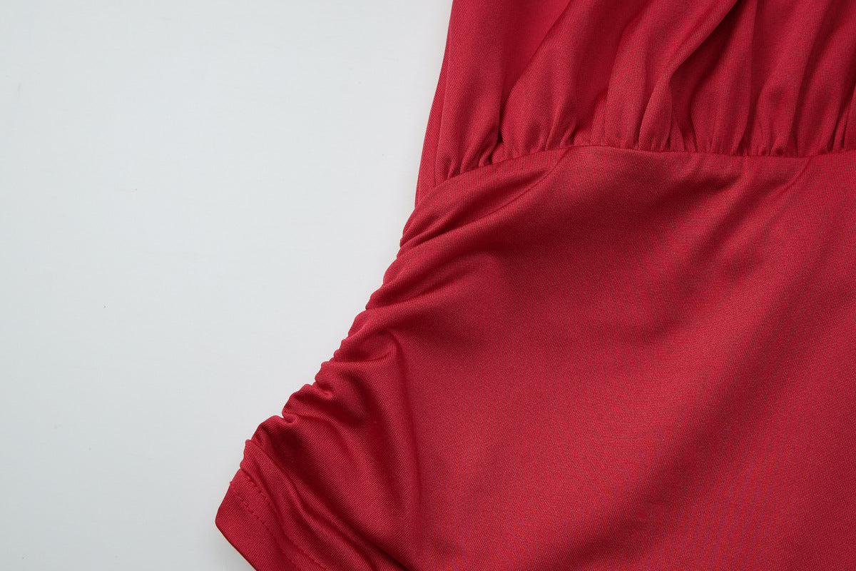 Self tie halter ruched v neck backless top  | Festival Outfits Women