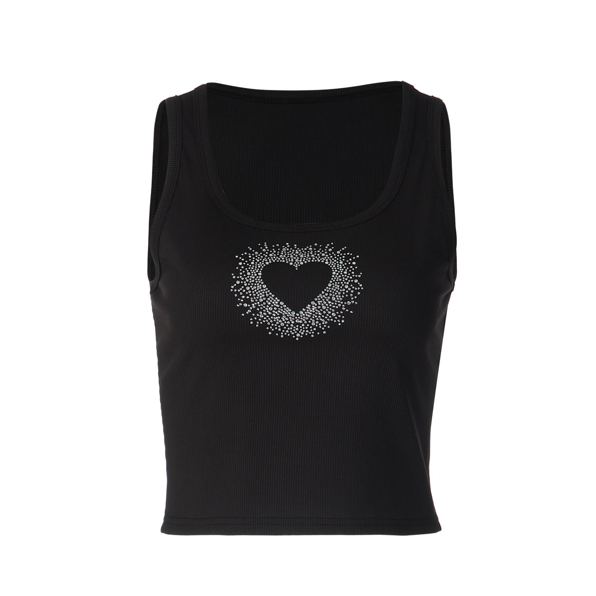 Ribbed heart beaded u neck tank top  | Festival Outfits Women