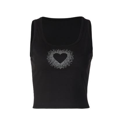 Ribbed heart beaded u neck tank top  | Festival Outfits Women