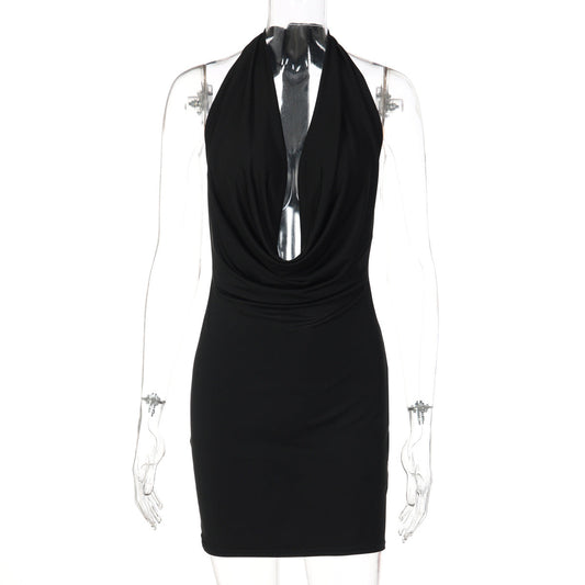 Glitter cowl neck halter butterfly embroidery mini dress  | Festival Outfits Women