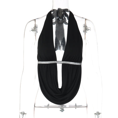 Hollow out self tie halter backless top  | Festival Outfits Women