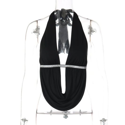 Hollow out self tie halter backless top  | Festival Outfits Women