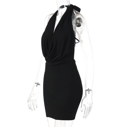 Glitter cowl neck halter butterfly embroidery mini dress  | Festival Outfits Women