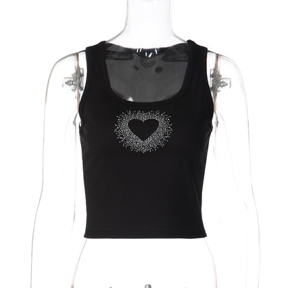 Ribbed heart beaded u neck tank top  | Festival Outfits Women