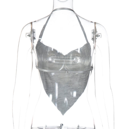 Cowl neck halter embroidery backless top  | Festival Outfits Women