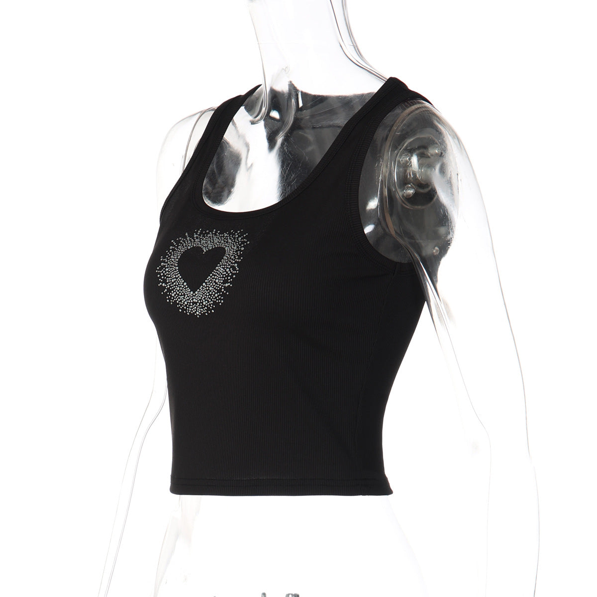 Ribbed heart beaded u neck tank top  | Festival Outfits Women