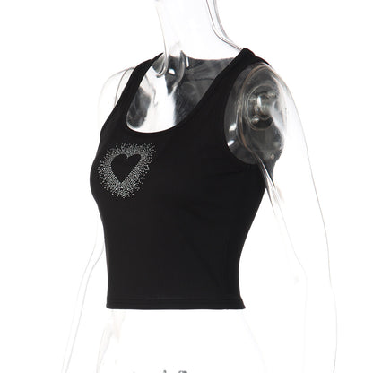 Ribbed heart beaded u neck tank top  | Festival Outfits Women
