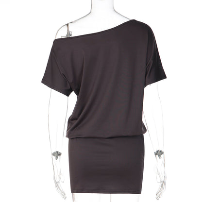Short sleeve irregular button applique mini dress  | Festival Outfits Women