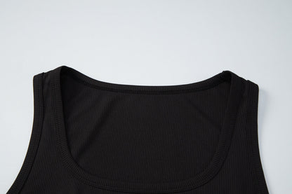 Ribbed heart beaded u neck tank top  | Festival Outfits Women