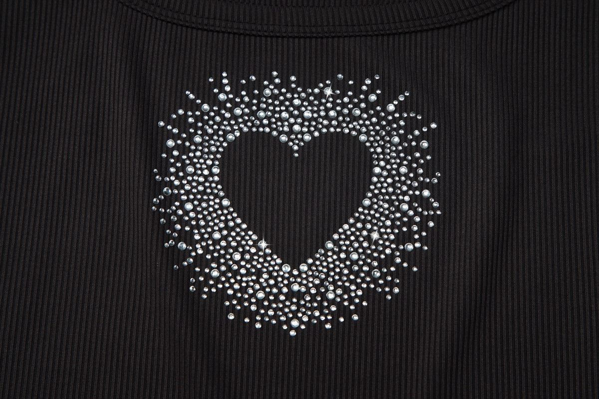 Ribbed heart beaded u neck tank top  | Festival Outfits Women