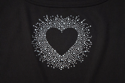 Ribbed heart beaded u neck tank top  | Festival Outfits Women