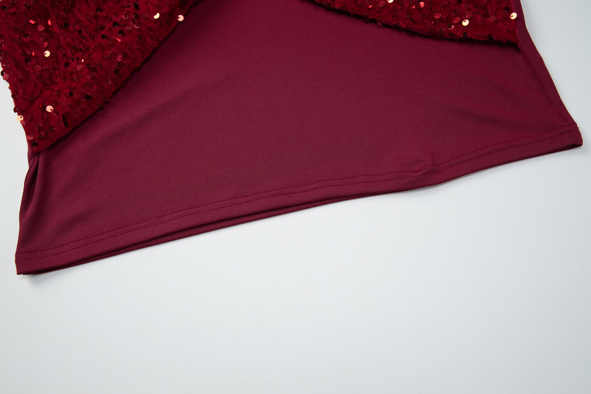 Glitter ruched button halter backless mini dress  | Festival Outfits Women