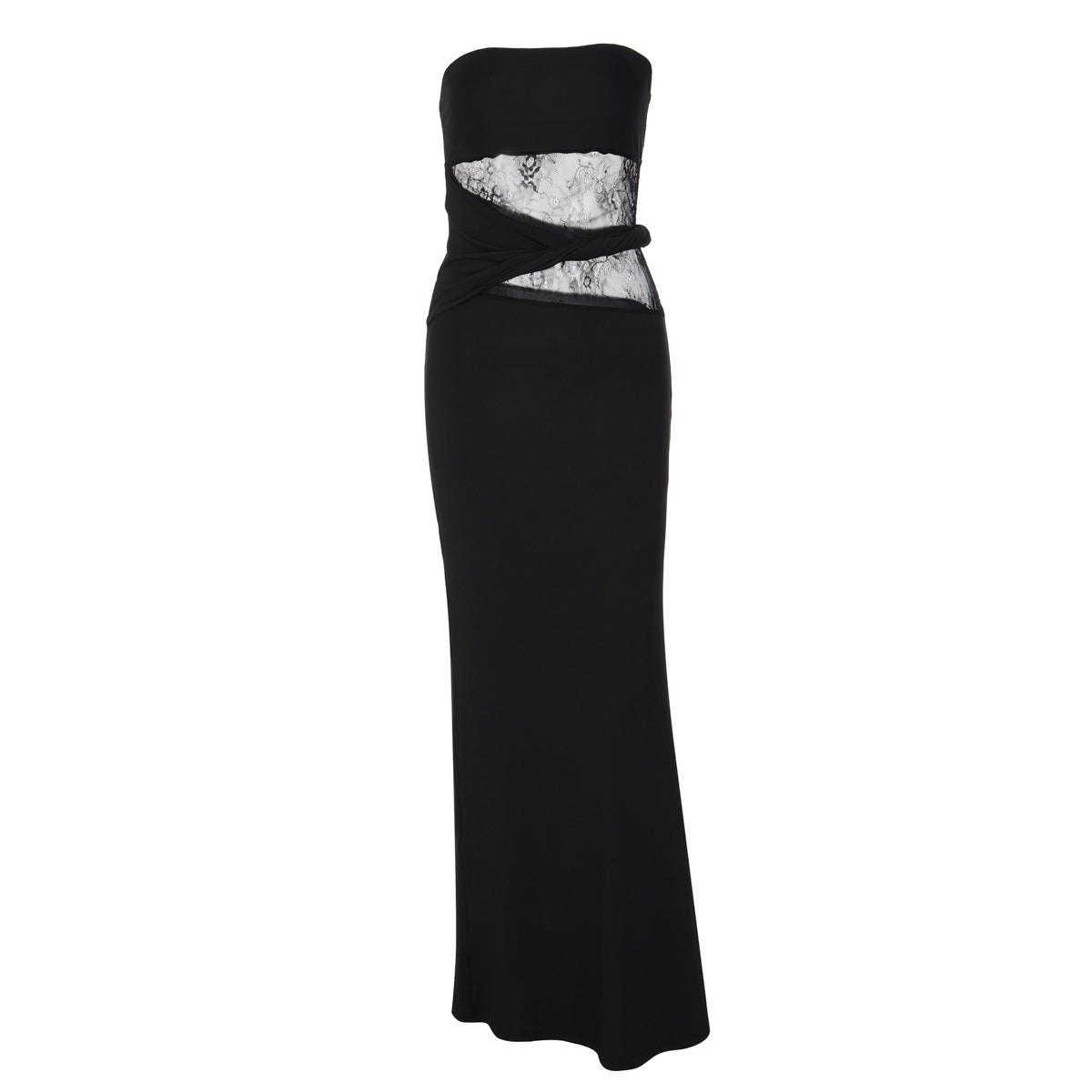 Irregular lace backless solid tube maxi dress  | Festival Outfits Women