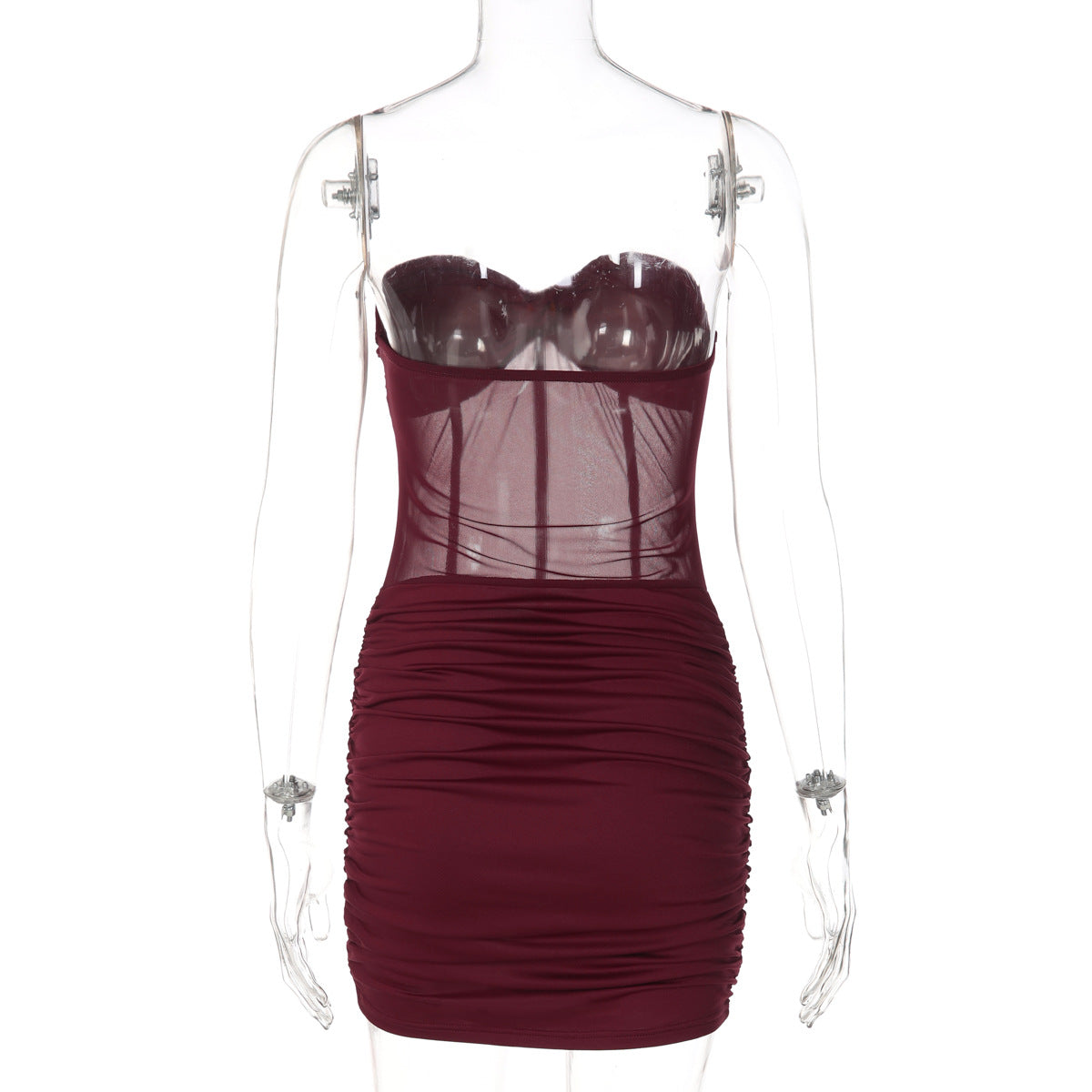 Ruched sweetheart neck beaded tube mini dress  | Festival Outfits Women