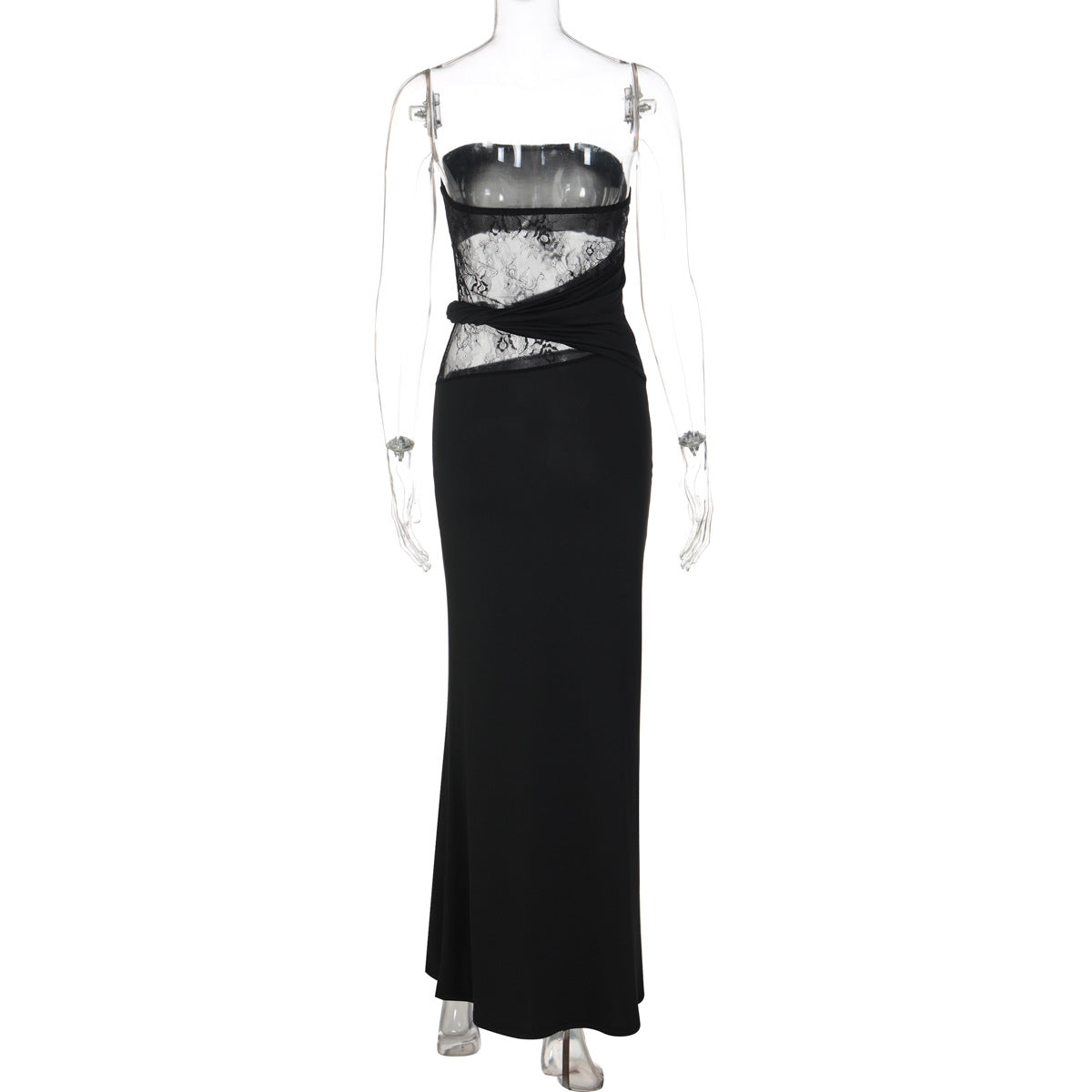 Irregular lace backless solid tube maxi dress  | Festival Outfits Women