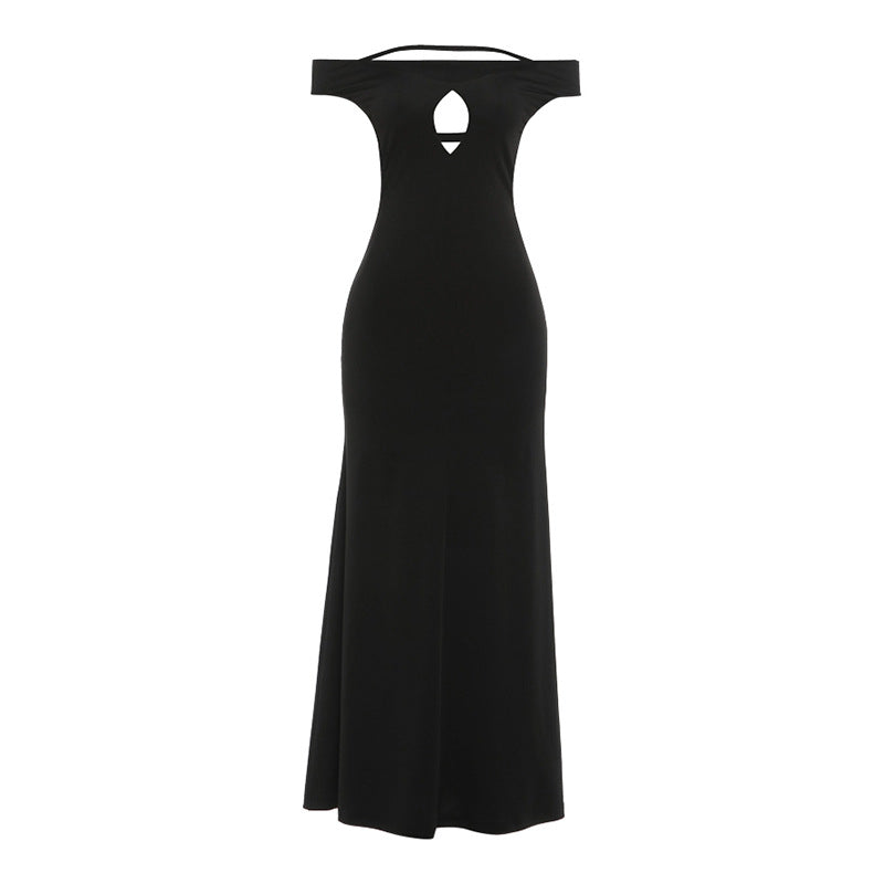 Off shoulder hollow out backless solid maxi dress  | Festival Outfits Women