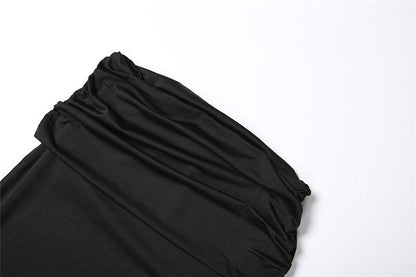 Halter ruched solid backless mini skirt set  | Festival Outfits Women