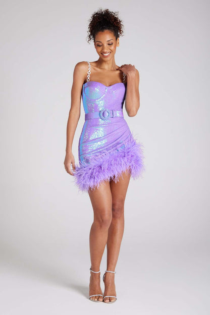 Vestido mini ajustado con lentejuelas brillantes y único