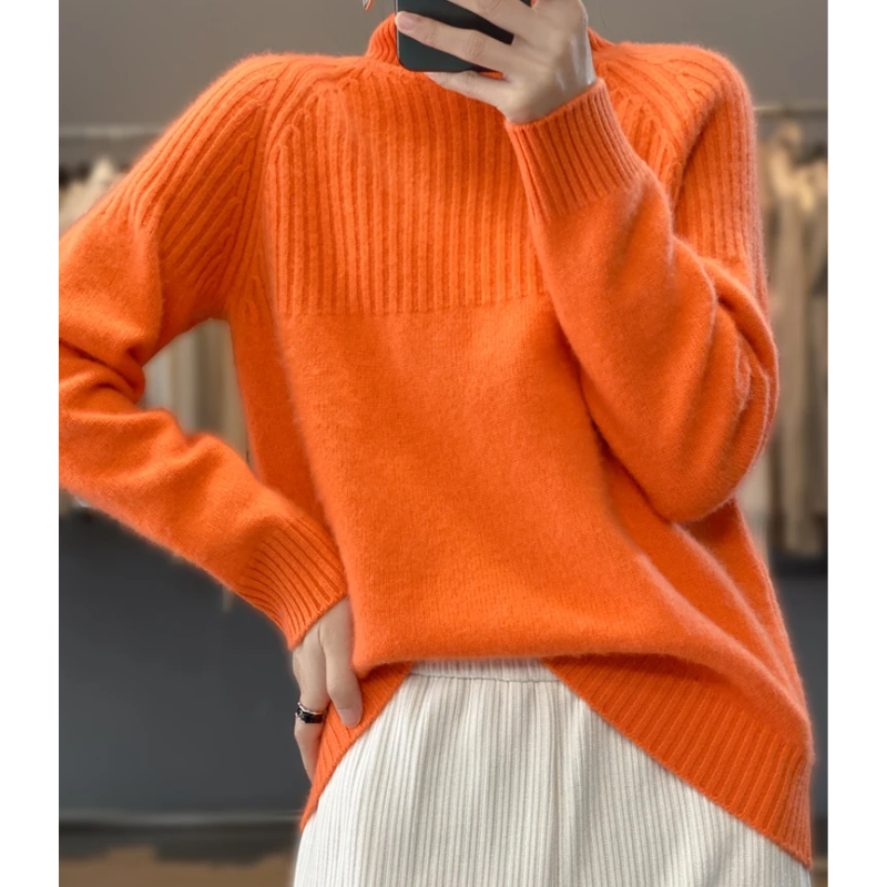 Suéter de cuello alto acanalado para mujer | Ideal para otoño/invierno