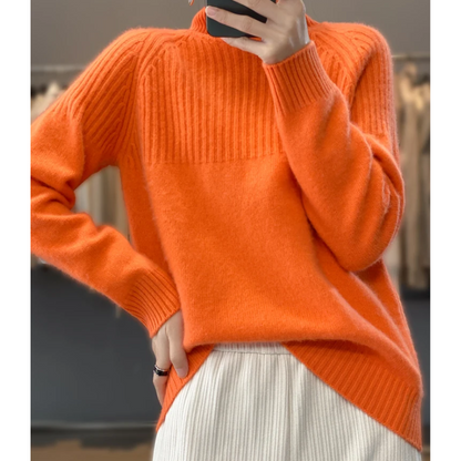 Suéter de cuello alto acanalado para mujer | Ideal para otoño/invierno