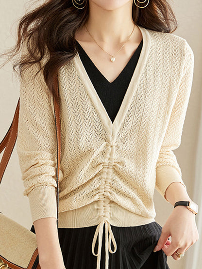 Paige Elegant Hollow Fake Two-piece Knitted Top