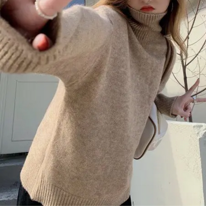 Jersey de punto holgado y suave con cuello alto para mujer | Ideal para otoño/invierno