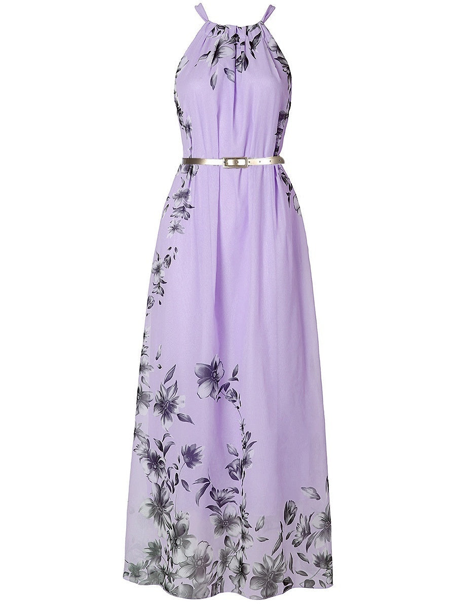 Halter Vacation Printed Maxi Dresses