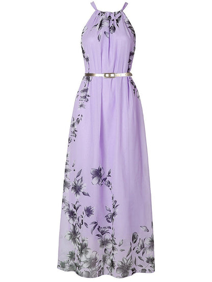 Halter Vacation Printed Maxi Dresses
