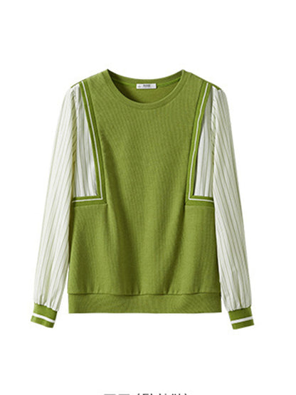 Mia Classic Striped Chiffon Two-Piece Sweatshirt Top