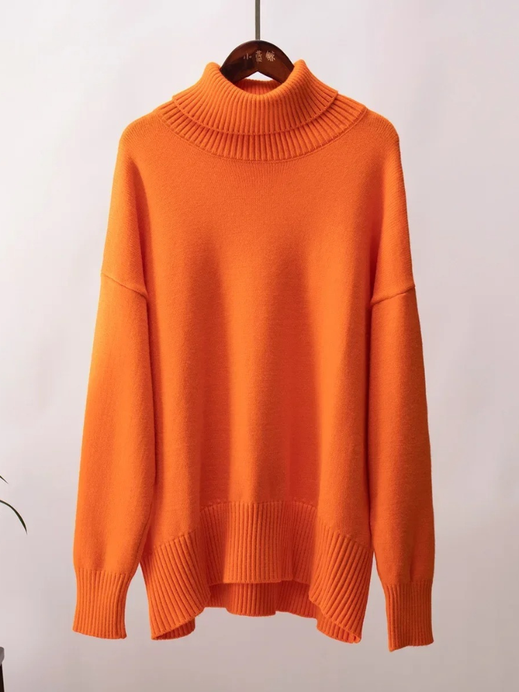 Jersey de cuello alto transpirable de gran tamaño para mujer | Ideal para otoño/invierno