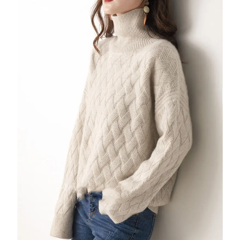 Jersey de punto grueso y moderno para mujer con estampado en zigzag | Ideal para otoño/invierno