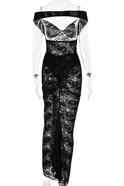 Conjunto de falda sin espalda Lace Whisper