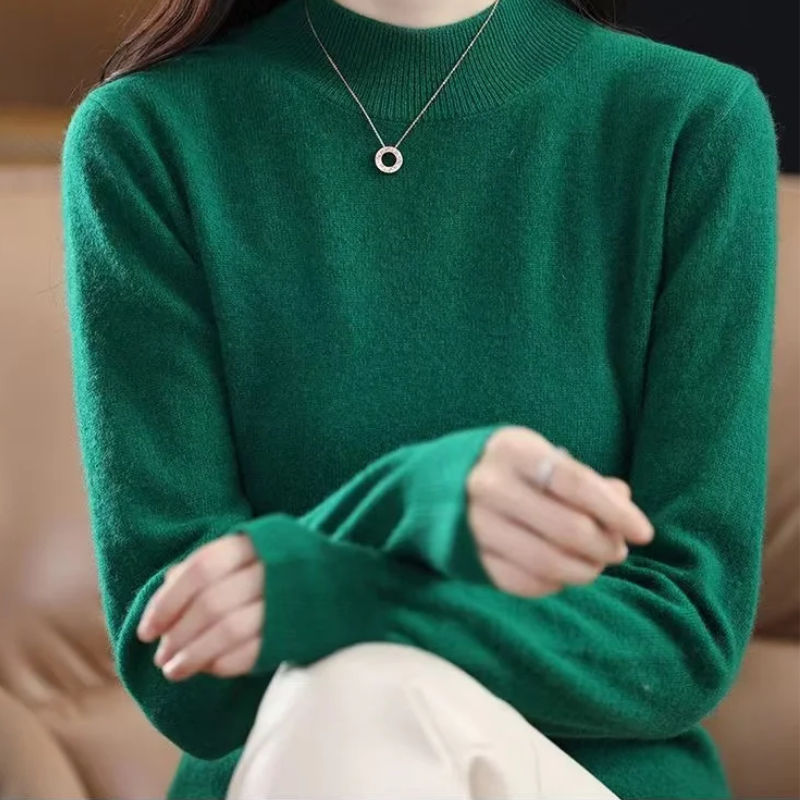 Jersey informal de cuello alto con estampado de cuadros para mujer | Ideal para otoño/invierno