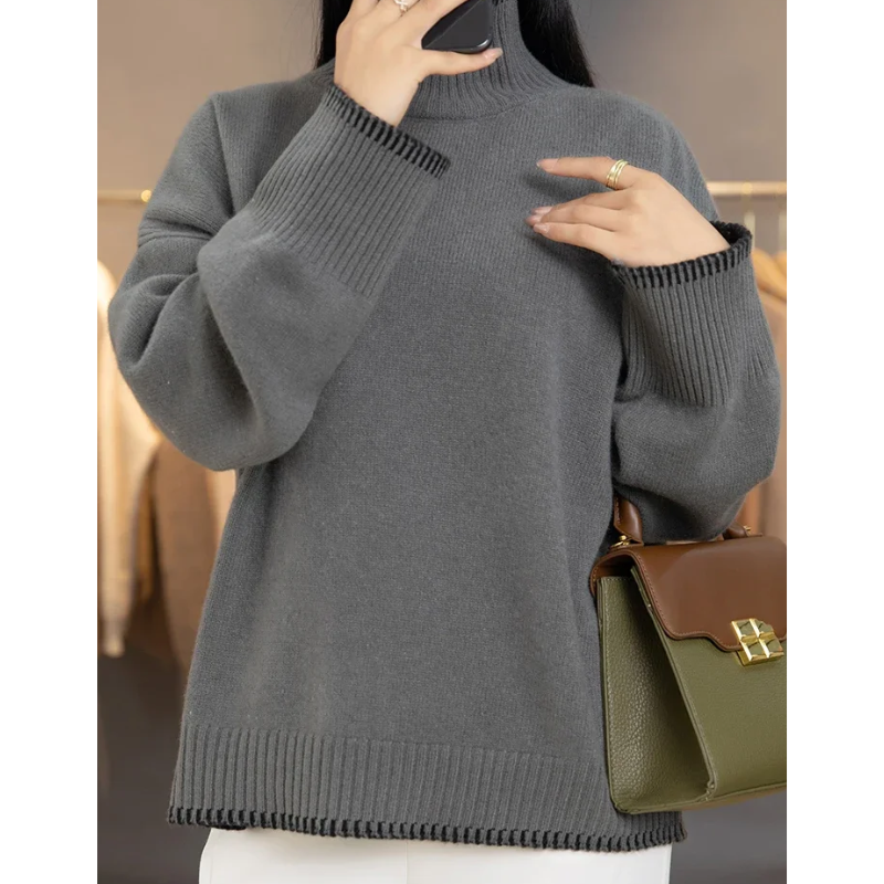 Jersey de punto suave y holgado para mujer, fácil de usar | Ideal para otoño/invierno