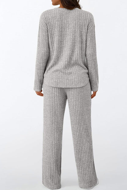Ribbed Pitted Brushed Two Piece Pants Set