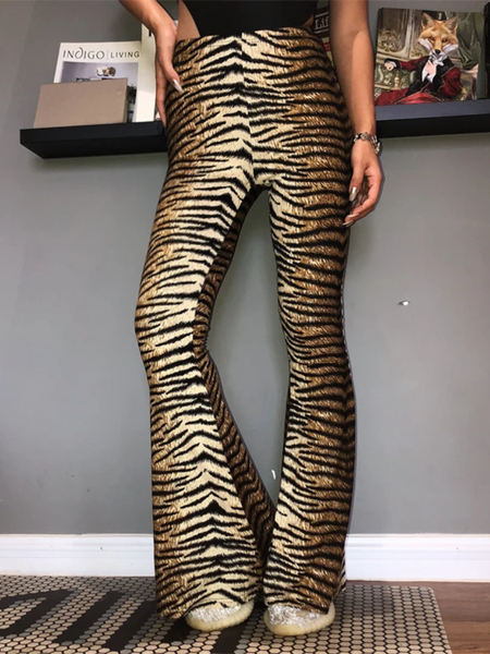 Women's Stylish Leopard Print High Waisted Flared Pants | Ideal for Everyday Wear