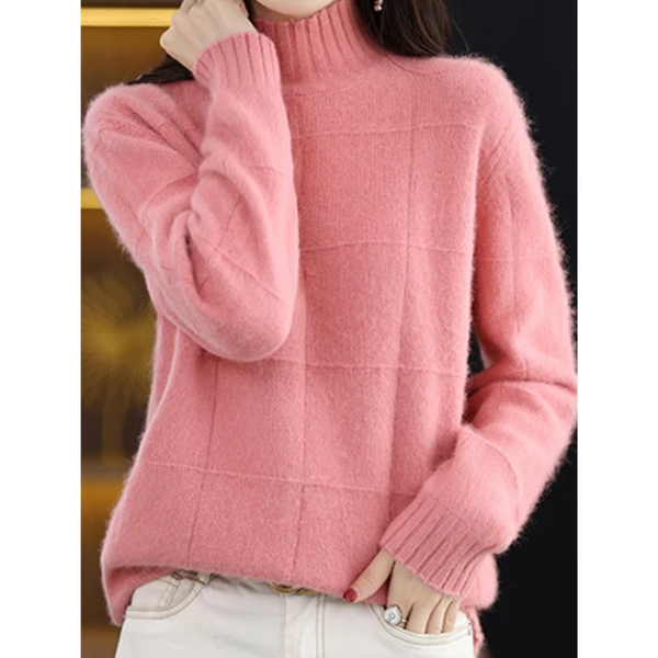 Jersey de cuello alto de punto trenzado holgado para mujer | Ideal para otoño/invierno