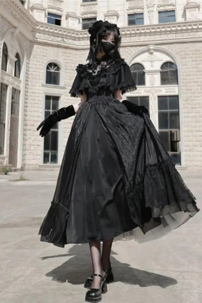 Lolita Vintage Runaway Princess Waist Cinching Maxi Dress