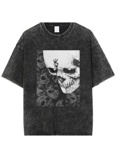 Retro Anime Print Dark Streetwear Cotton T-shirt