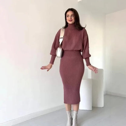 Cleo - Vestido de suéter acanalado - Elegante - Corte entallado - Ideal para otoño/invierno
