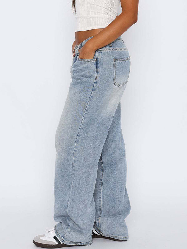 Versatile Simple Midriff Boyfriend Jeans