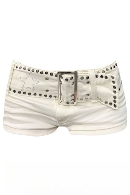Millennium Rivet Belt Denim Shorts