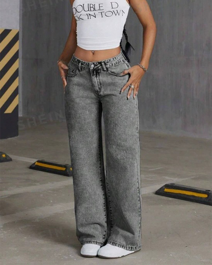 Embroidered Straight-Leg Baggy Trousers
